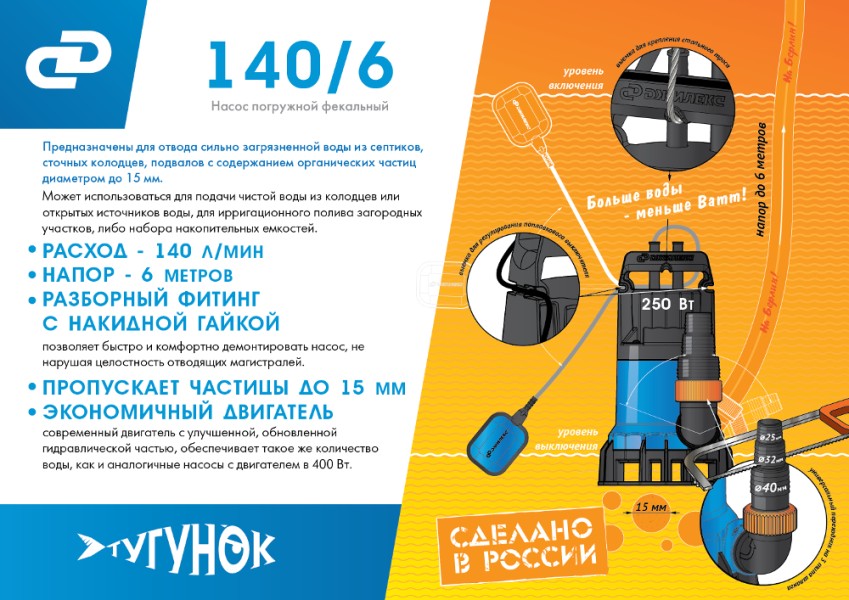Дренажный насос Джилекс "Фекальник" 140-6 реклама